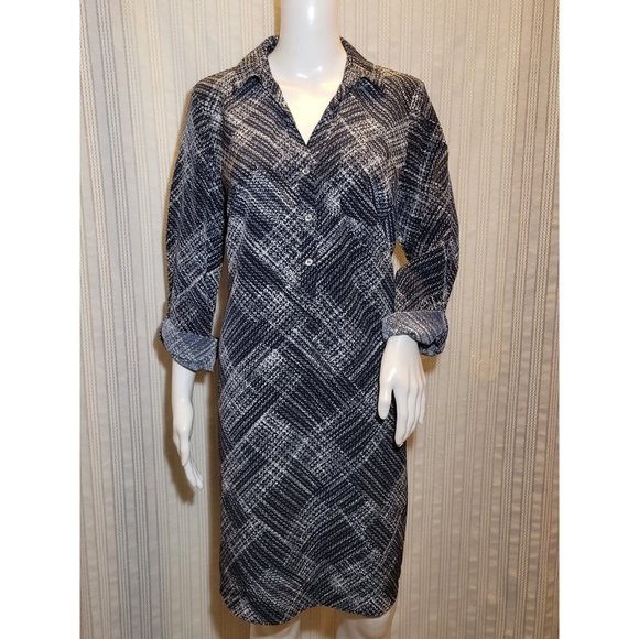 The Limited Dresses & Skirts - The Limited Ashton Black White Printed Tunic Pop Over Shirt Dress Tab Sleeves L